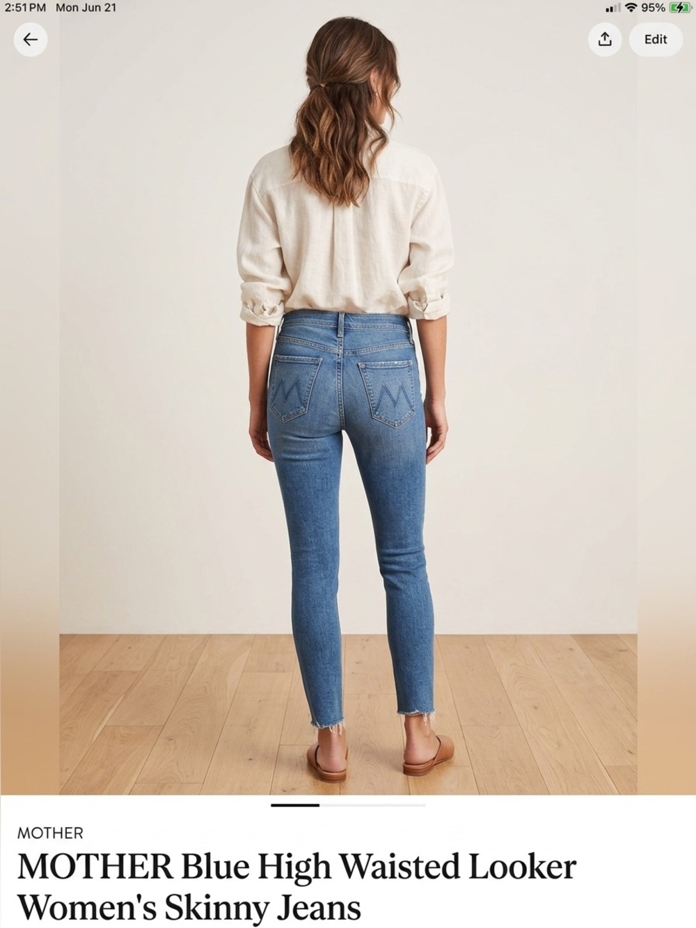 MOTHER Blue High Waisted Looker Women's Skinny Jeans